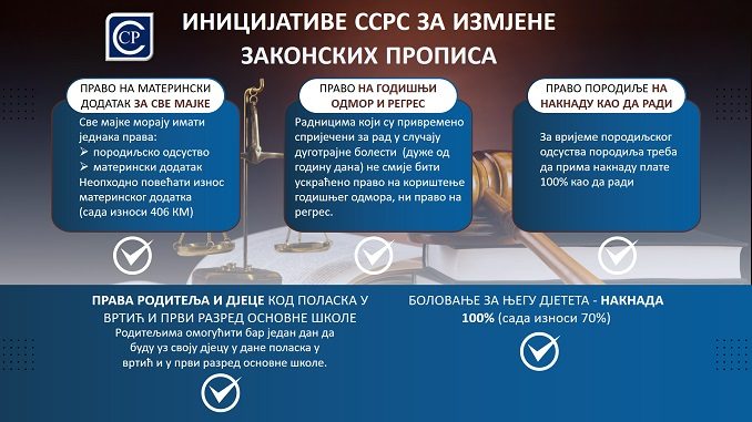 Иницијативе за измјене закона у корист мајки, дјеце и радника