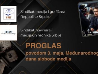 Поводом Међународног дана слободе медија СМГ и СИНОС објављују ПРОГЛАС